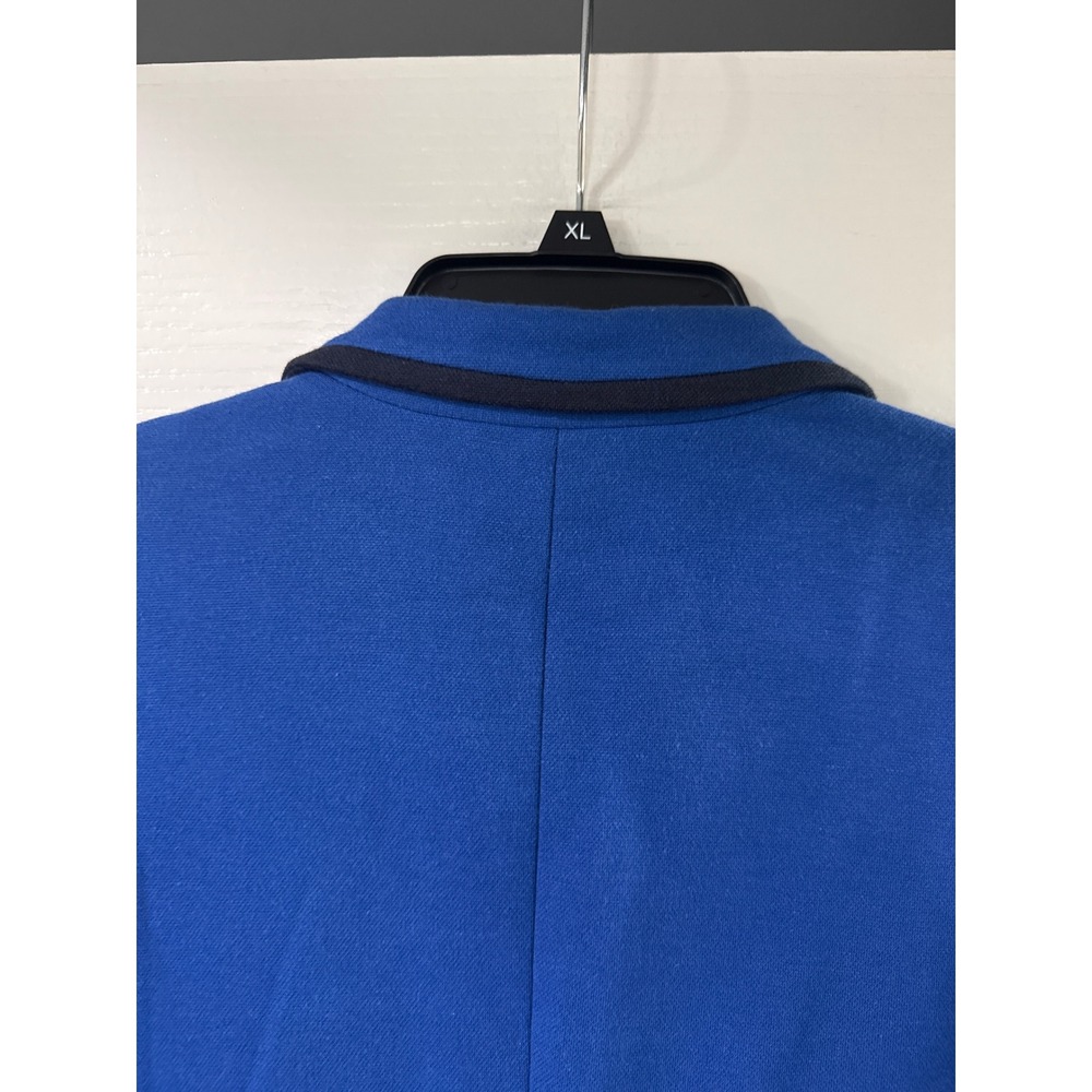 Talbots Aberdeen Royal Blue Knit Blazer Gold Crest Buttons Navy Trim Womens 10 - Picture 9 of 9
